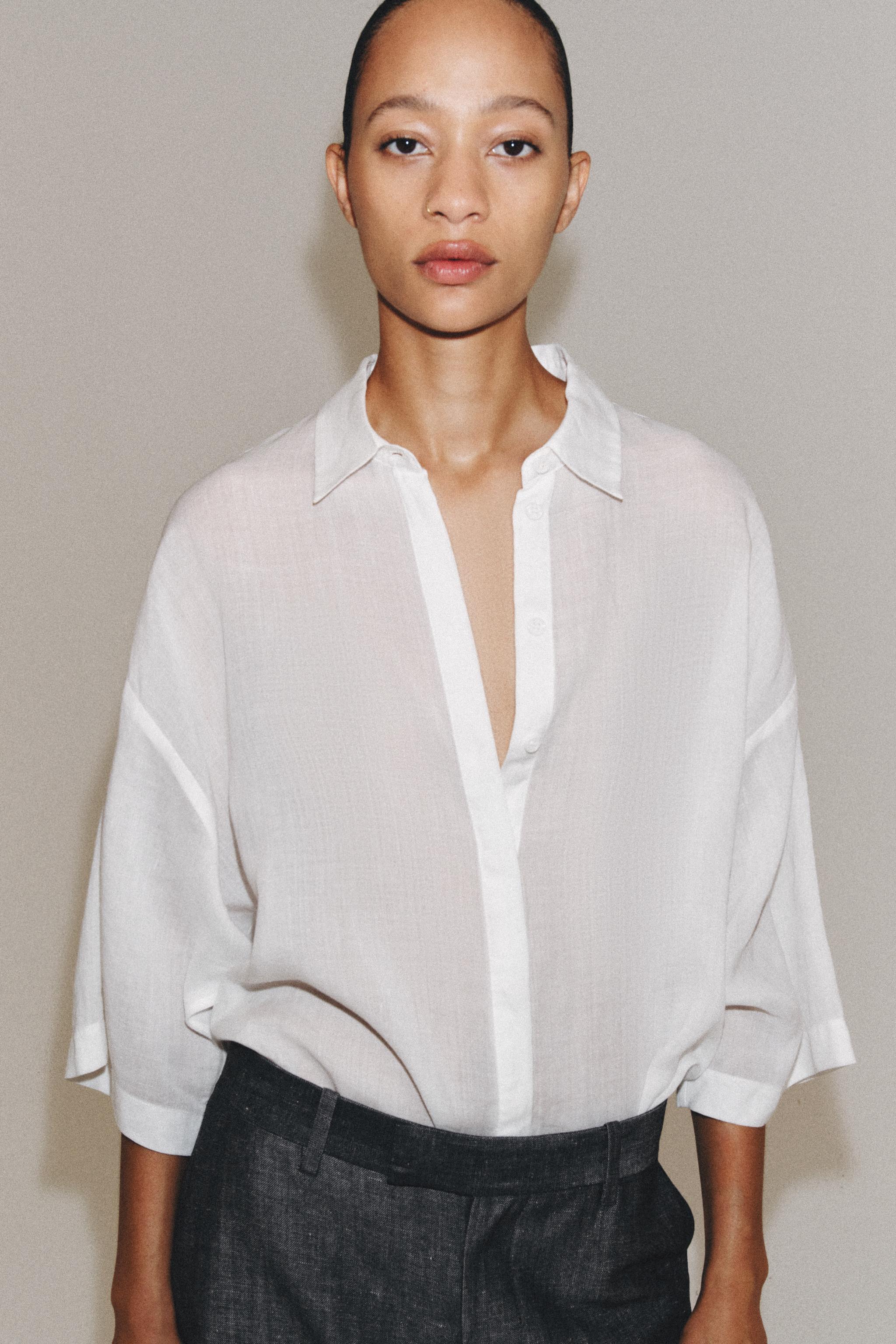 CHEMISE OVERSIZE AVEC RAMIE ZW COLLECTION
